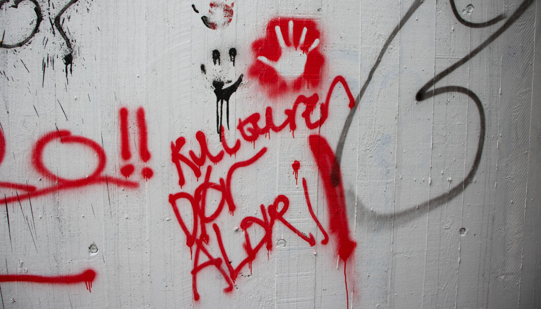 KULTUREN DØR ALDRI: Siden murene ble malt hvite, har det dukket opp flere nye graffiti-streker. Dette står skrevet i undergangen Holå. KULTUREN DØR ALDRI: Siden murene ble malt hvite, har det dukket opp flere nye graffiti-streker. Dette står skrevet i undergangen Holå.
