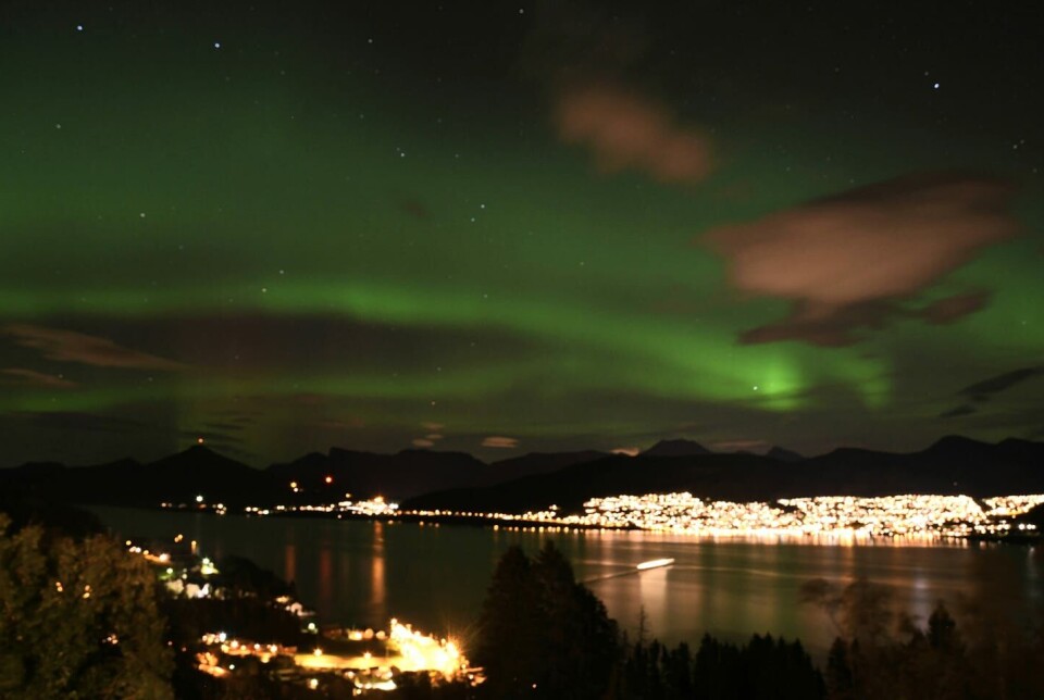 GRØNN HIMMEL: Aurora polaris, eller nordlys om du vil, dukket opp over himmelen til Volda og Folkestad torsdag kveld. GRØNN HIMMEL: Aurora polaris, eller nordlys om du vil, dukket opp over himmelen til Volda og Folkestad torsdag kveld.