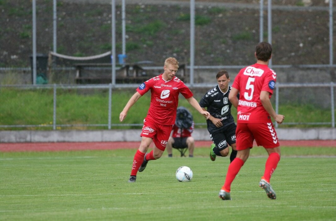 Sivert Heltne Nilsen i aksjon i en intern treningskamp for SK Brann.