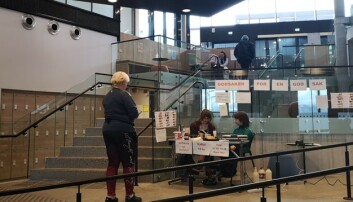 JOBBER PÅ: Animasjonsstudentene selger vafler i Sivert-Aarflot bygget for å samle inn penger til klassetur. JOBBER PÅ: Animasjonsstudentene selger vafler i Sivert-Aarflot bygget for å samle inn penger til klassetur.
