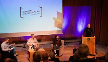 Her holdes det paneldebatt om språkloven fra Dei nynorske festspela i 2021. Her holdes det paneldebatt om språkloven fra Dei nynorske festspela i 2021.