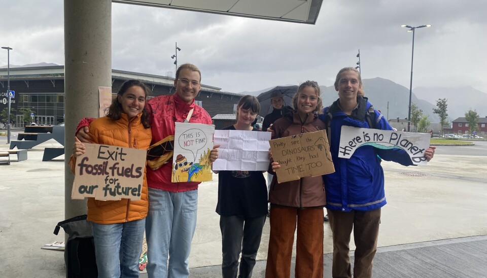 STREIK: En gjeng med internasjonale studenter streiket for klimaet fredag på Høgskulen i Volda. STREIK: En gjeng med internasjonale studenter streiket for klimaet fredag på Høgskulen i Volda.