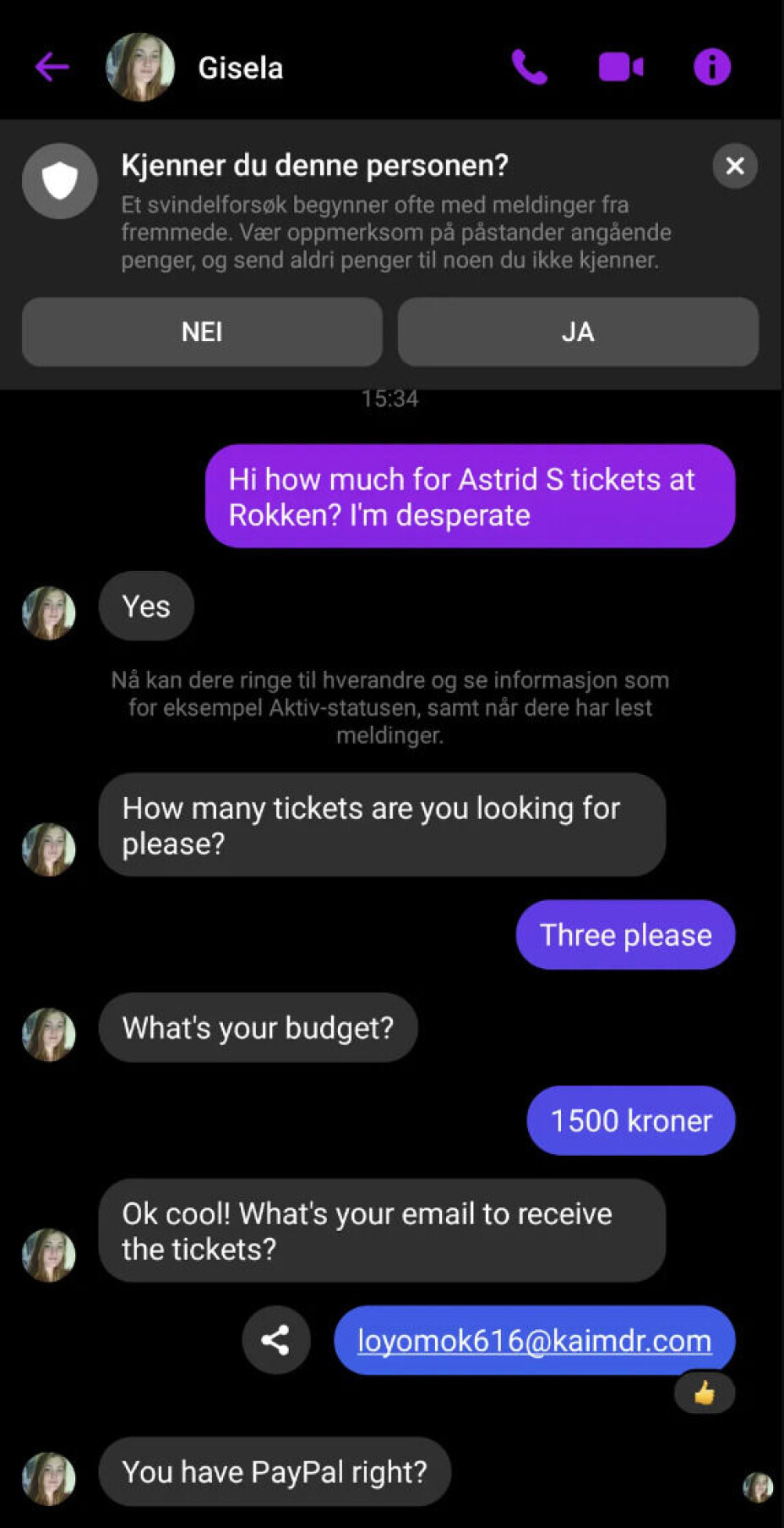 Vi brukte ei falsk e-postadresse for å unngå identifisering.