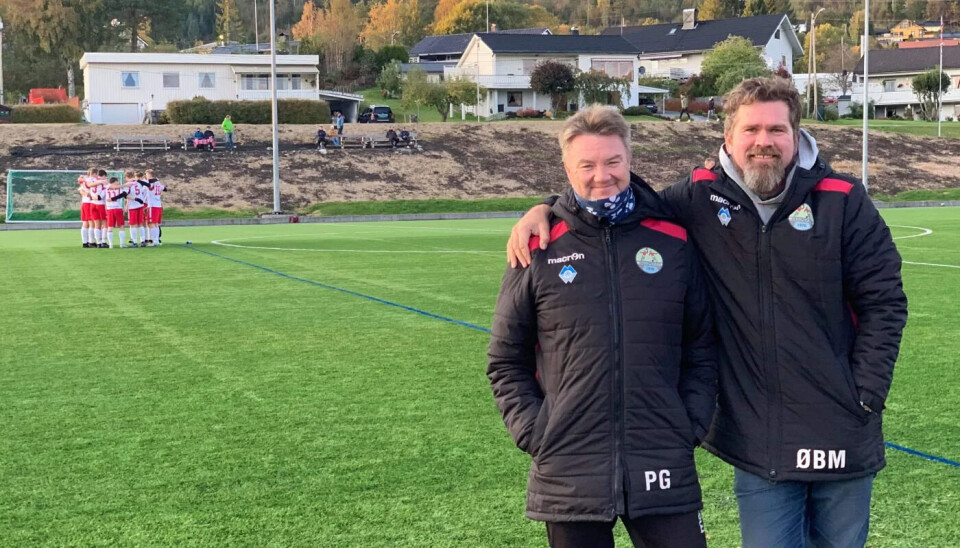TRENERDUO: Per Gustavsen (t.h.) og Øystein Leader-Muren vil ta laget tilbake i høyere divisjoner. TRENERDUO: Per Gustavsen (t.h.) og Øystein Leader-Muren vil ta laget tilbake i høyere divisjoner.