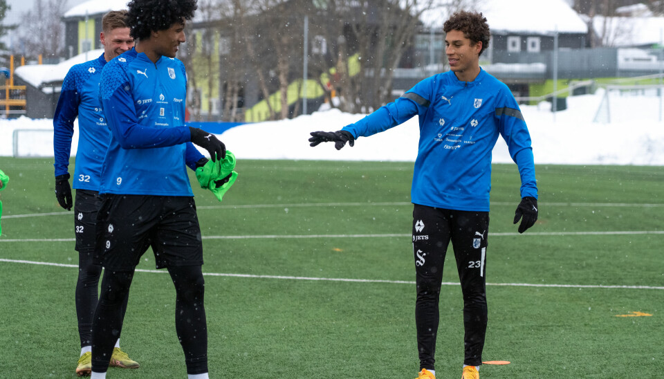 SMIL: Fornøyde gutter på trening før kampen mot Molde