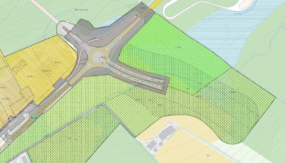 ORIGINALEN: Slik såg prosjektskissa ut i 2018. Tunnelmunningen stikk ut til høgre i rundkøyringa.