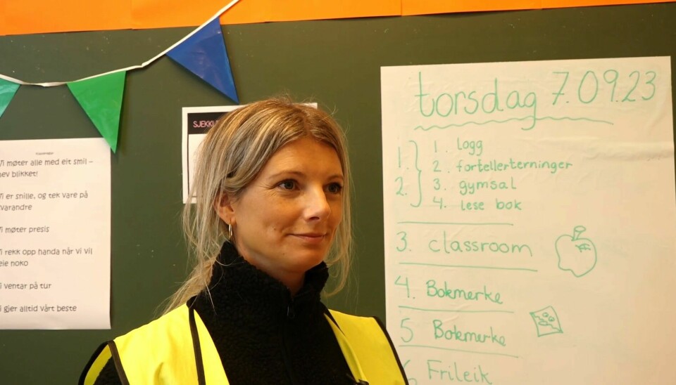 Læreren til 1.klasse på Nerlandsøy skule; Heidi Leine.