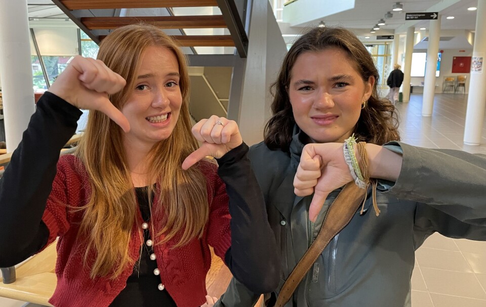 SKEPTISKE: Moa og Maria er ikke begeistret for edderkopper.
