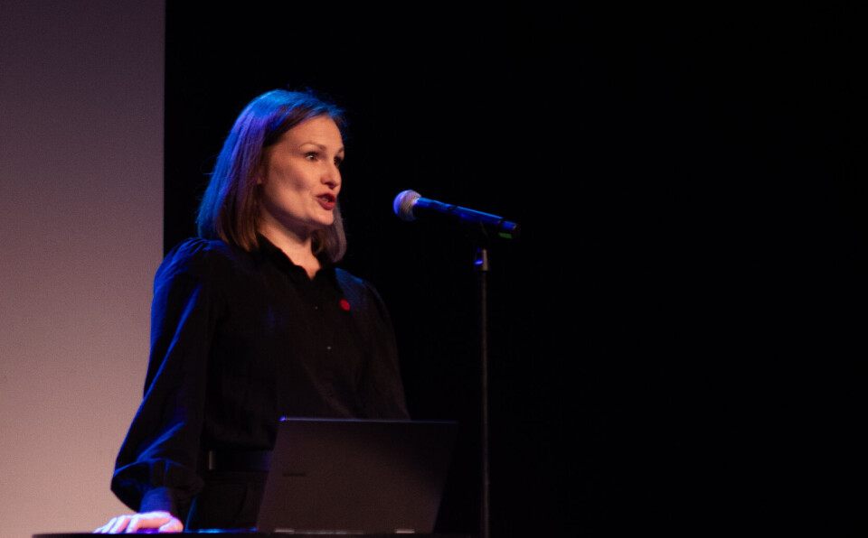 APPELL: Marit Aklestad holdt hovedappellen på arrangementet på Rokken.