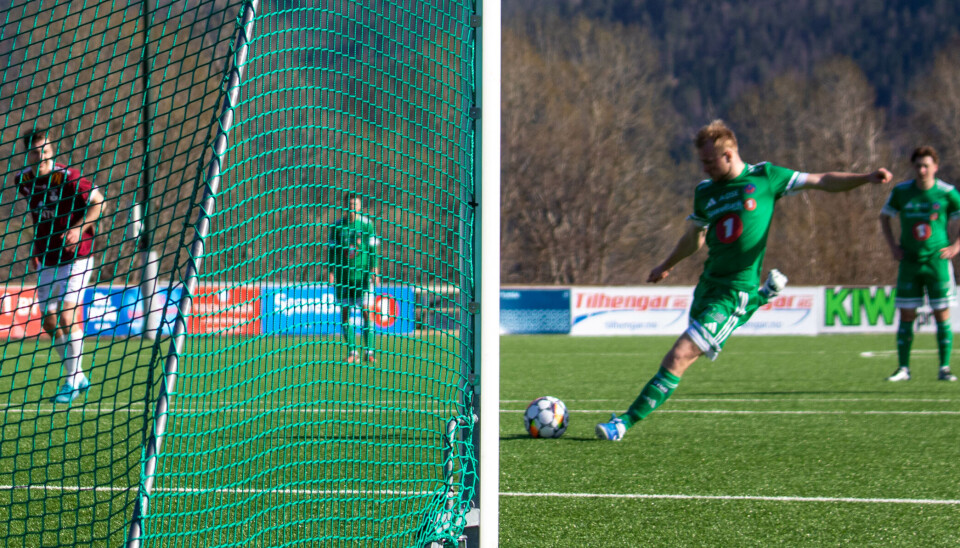 SENDTE KEEPER FEIL VEI: Tross usikkerhet før straffesparket var Knut Erik Myklebust sikker i sin sak og overlistet Nardos sisteskanse.