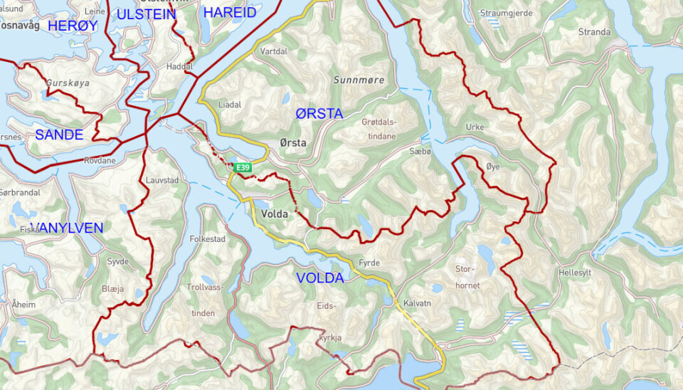 IKKE INKLUDERT: Kommunene Ørsta og Volda fikk ikke invitasjon fra Herøy om sammenslåing. Det aktuelle område gjelder dermed for ytre Sunnmøre.