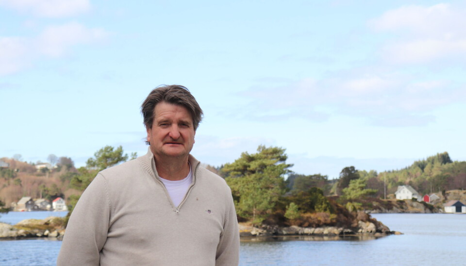 HØYE TEMPERATURER: På Havforskningsinstituttet sin stasjon i Austevoll utenfor Bergen, har de laks i anlegg. Stasjonsleder, Kjetil Stensland, er kjent med at fisken kan bli syk i sommer- og høstmånedene da sjøtemperaturen gjør laksen sårbar for slapphet og sykdom.